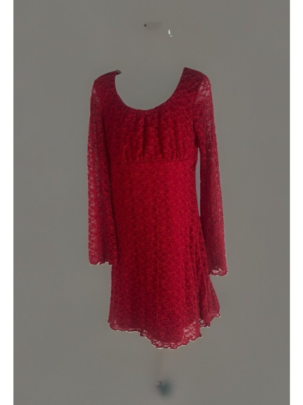 Girls Art Class Red lace Overlay Long Sleeve Dress Size Medium 8 Lined pullover